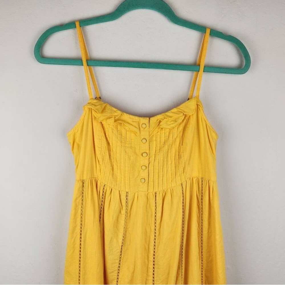 Anthropologie Maeve Arcadia Pintuck Button Front Maxi Dress sz 2 Flawed